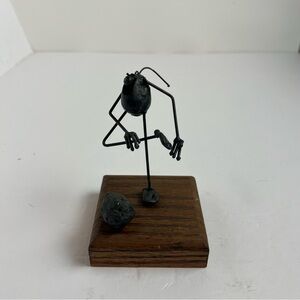 Greg Quayle Original Flea Metal Sculpture “Stubbing Toe On A Rock” Rare Vintage